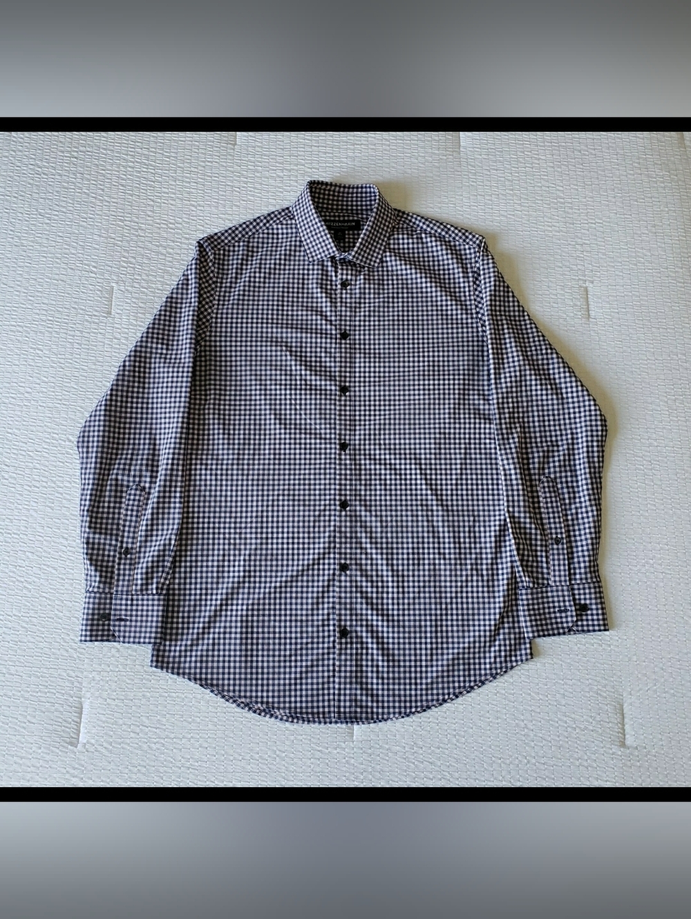 MIZZEN+MAIN Men's Performance Trim Fit Stretchy BD LS Checkered Shirt (M) Navy